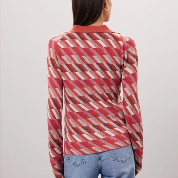 Marine Layer Morgan Sweater Polo - XL - Warm Multi Geometric Red // RETRO - Picture 4 of 8